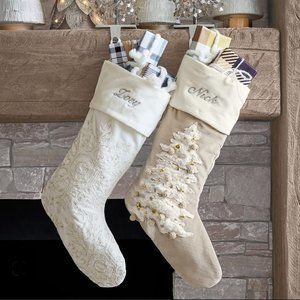 NWT Pottery Barn Embellished Velvet Snowflake Stocking